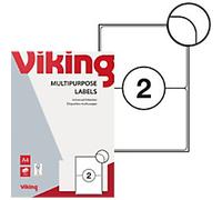 Viking Multipurpose Labels Self Adhesive 199.6 x 143.5 mm White 100 Sheets of 2 Labels