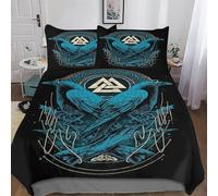 Viking Myth 3D Duvet Cover Bedding Set for Boys Girls Adults 3 Pieces Quilt Cover with Pillowcase Easy Care Soft Comforter Cover Double (200x200cm)