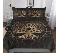 Viking Myth 3D Printed Duvet Cover Sets with Zipper Closure Comforter Cover 3 Piece Set Super Soft Cotton Quilt Cover with Pillowcase For Boys, Girls And Teenagers Double (200x200cm)