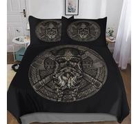 Viking Myth Duvet Cover 3D Bedding Set Soft Brushed Microfiber Comforter Cover with Zipper Closure Quilt Cover with Pillowcase for Kids Teenagers Adult 3 Pieces King (220x240cm)
