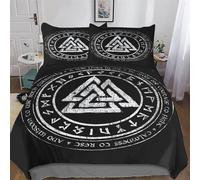 Viking Myth Duvet Cover Set with Pillowcases Printed Bedding Set with Zipper Closure Comforter Cover 3 Pieces Hypoallergenic Soft Microfiber Quilt Cover Double (200x200cm)