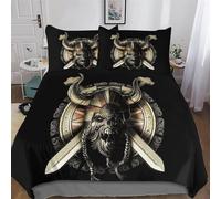 Viking Myth Duvet Cover with Pillow Cases 3 PCs Comforter Cover Bedding Set for Childrens And Adults Soft Microfiber with Zipper Closure Quilt Cover King (220x240cm)