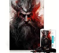 Viking Mythology Jigsaw Puzzles 1000 Mental Focus Game No Gap Tight Fitting Design Interactive Brain Challenge for Home (50x75cm)