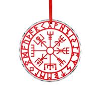Viking Nordic Compass Crystal Glass Pedant Hanging Ornament Printed Gifts Decor for Xmas Tree Merry Christmas Wedding Anniversary