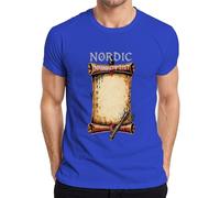 Viking Nordic Naughty List Runes Axe Retro Men's T-Shirt, blue, S
