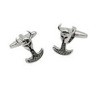 Viking Norse Horned Helmet with Axe Cufflinks Presented in a Gift Box