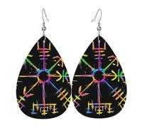 Viking Norse Mythology Magic Rune Dangle Earrings Creative Leather Earrings Lightweight Pendant For Mother'S Day Party