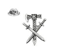 Viking Norse Warrior Axe and Swords Lapel Pin Badge 20 x 15mm