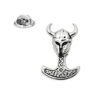 Viking Norse Warrior Horned Helmet with Axe Lapel Pin Badge 19 x 13mm