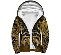 Viking Norse Wolf Tattoo Men's Heavyweight Hoodies, Winter Warm Jacket, Medieval Sherpa Lined Outerwear(Nordic,3XL)