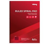 Viking Notebook A4 Ruled Spiral Side Bound Paper Soft Cover Red Perforated 100 Pages Pack of 5