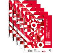 Viking Notebook A4+ Ruled Twin Wire Side Bound Paper Soft Cover Red Perforated 160 Pages Pack of 5