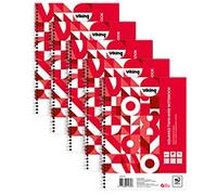 Viking Notebook A5+ Squared Twin Wire Side Bound Paper Soft Cover Red Perforated 160 Pages Pack of 5