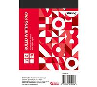 Viking Notepad A6 Ruled Stapled Top Bound Paper Soft Cover Red Perforated 200 Pages Pack of 5