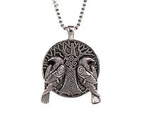 Viking Odin Raven Pendant Necklace - Powerful Viking Jewellery for Men and Women - Stainless Steel Necklace with Nordic Mythology and Celtic Runes - Gift, Stainless Steel