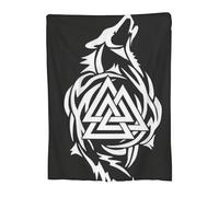 Viking Odin Wolf Valknut Sofa Blanket,Nordic Pagan Rune Blanket,Washable,camping Trips, Available Various Sizes,Gift