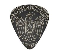 Viking Of Raven In Celtic Scandinavian Thin Medium And Heavy Gauge Guitar Picks For Bass Electric Acoustic Guitars (12 Count)
