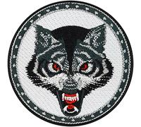 Viking Patch for Clothing | Wolf Head Sticker for All Fabrics and Leather | Wolf Emblem Roaring Wolf | Embroidered Fabric Applique Iron-on/sew-on | 80x80 mm