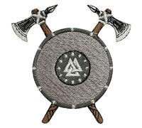 Viking Patch, Viking Shield Patch, Embroidered Iron on Sew on Patch Badge for Clothes etc. 6x5 cm