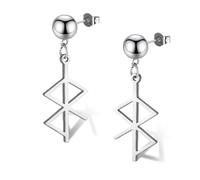 Viking Peace Runes Earrings Stainless Steel Love Peace Dangle Earrings Ball Bead Stud Earrings Norse Viking Pagan Jewelry (silver ball bead stud)