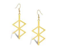 Viking Peace Runes Earrings Stainless Steel Love Peace Dangle Earrings Ball Bead Stud Earrings Norse Viking Pagan Jewelry (gold dangle earrings)