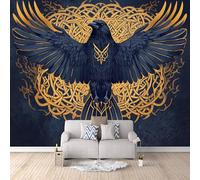Viking Photo Wallpaper Celtic Knot Raven Wallpaper Wall Mural 300 × 256 cm / 118" × 100.7" - Non-Woven Wall Mural 3D Art Print Bedroom Living Room Decoration Poster