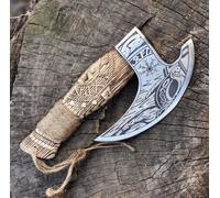 Viking Pizza Cutter Axe New Viking Hatchet Pizza Axe Mini Axe, Pizza Cutter, Small Camping Axe, Small Axe with Premium Leather Sheath Cover