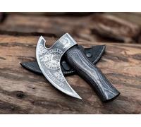Viking Pizza Cutter Axe Viking Odin Hatchet Pizza Axe Mini Axe, Pizza Cutter, Small Camping Axe, Small Axe with Premium Leather Sheath Cover (Black Handle)