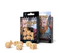 Viking Polyhedral Dice Set Beige Burgundy Valhalla DnD RPG Q-Workshop