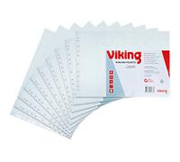 Viking Premium Punched Pockets A3 Landscape Embossed Transparent 110 microns PP (Polypropylene) Top Opening 11 Holes Pack of 10