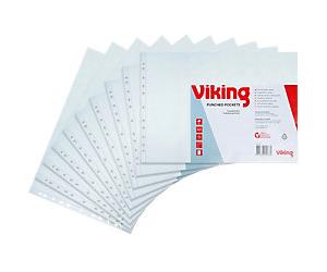 Viking Premium Punched Pockets A3 Landscape Embossed Transparent 110 microns PP (Polypropylene) Top Opening 11 Holes Pack of 10