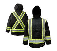 Viking Professional Insulated Journeyman 300D Trilobal Rip-Stop FR Jacket - Waterproof Flame Retardant Hi Vis Jackets for Men, Black - Medium