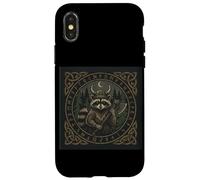 Viking Raccoon Axe Warrior Celtic Rune Forest Case for iPhone X/XS