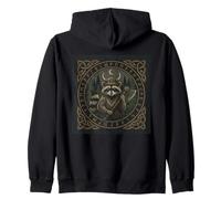 Viking Raccoon Axe Warrior Celtic Rune Forest Zip Hoodie