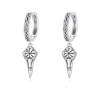 Viking Raven Hoop Earrings for Men Women S925 Sterling Silver Norse Viking Runes Jewelry Gifts