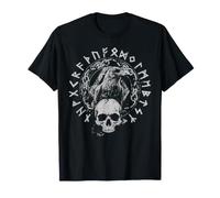 Viking Raven Skull Runic Letters Valhalla Norse Symbolism T-Shirt