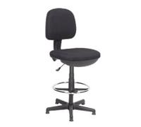 Viking Realspace Draughtsman Chair Permanent Contact Fabric Height-Adjustable Seat Black 120 kg 430 x 480 x 1,200 mm