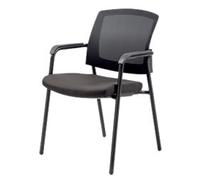 Viking Realspace Sutton Stacking Chair Mesh, Fabric Fixed Armrest Black 110 kg 580 x 450 x 850 mm