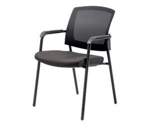 Viking Realspace Sutton Stacking Chair Mesh, Fabric Fixed Armrest Black 110 kg 580 x 450 x 850 mm