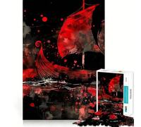 Viking Red Boat Jigsaw Puzzle1000 Pieces Mind Train Fun Clean Cut Sturdy Components Captivating Leisure for Cozy Indoors (50x75cm)