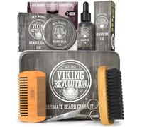 Viking Revolution - Beard Grooming Kit for Men - Ultimate Beard Kit with 100% Boar Beard Brush, Beard Comb, Citrus Beard Balm, Unscented Beard Oil & More - Valentines Gifts for Him - Gifts for Men