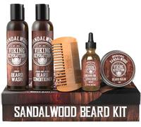 Viking Revolution - Beard Kit - Softens, Smoothes and Soothes Itchy - Includes Wash, Conditioner, Oil, Balm and Comb - Sandalwood - Gift Man