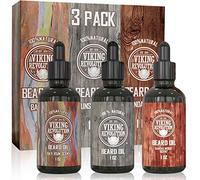 Viking Revolution Beard Oil Conditioner 3 Pack - All Natural Variety Set 2 - Bay Rum, Unscented and Sandalwood Oil - Conditioning and Moisturizing for a Healthy Beard