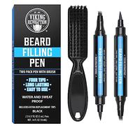Viking Revolution Beard Pen (2 Pack) - Black Beard Pencil Filler for Men Lapiz para Barba de Hombre - Beard Filler for Men Waterproof Beard Filling Pen Kit - Long Lasting Beard Filler Pen with Brush