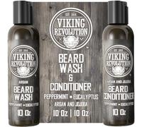 Viking Revolution - Beard Shampoo And Conditioner - Natural Beard Wash & Beard Conditioner With Argan & Jojoba Oils - Softens & Strengthens - Gifts For Men - Peppermint & Eucalyptus - 2 x 300 ml