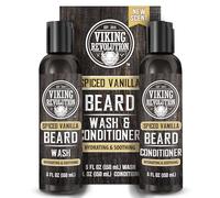 Viking Revolution Men's Beard Shampoo - Includes Conditioner with Argan and Jojoba Oils - Softens, Soothes and Strengthens the Beard - Spicy Vanilla - 2 x 150 ml
