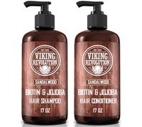 Viking Revolution - Mens Shampoo And Conditioner - 2 x 500 ml - Natural Shampoos with Jojoba Oil and Biotin - Sandalwood Shampoo Men