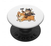 Viking Riding A Corgi Dog Boys Girls Men Women Kids Adults PopSockets Adhesive PopGrip