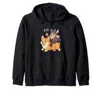 Viking Riding A Corgi Dog Boys Girls Men Women Kids Adults Zip Hoodie