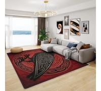 Viking Rugs for Living Room - Viking Crow Rug, Norse Mythology Raven Rugs for Living Room Bedroom, Washable Non Slip Soft Small Carpet, Patterned Area Rugs & Home Decor 60x90 cm